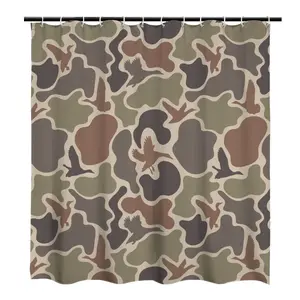 Vintage Duck Camo shower curtain Retro Hunting Style Camouflage Design Bath Curtain for hunters Bathroom Home Decor with Hooks Birthday Hhousewarming Gift