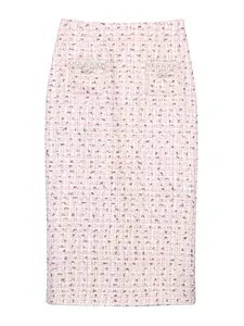 Elegant Lightweight Short Tweed Skirt with Beading, Stylish and Mix, Chic Fashion for Effortless Youthful Look