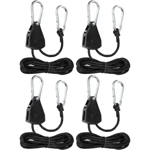 Adjustable Rope Hanger Grow Light Hanger, 1/8 Heavy Duty Plant Pulley Rope Tightener Ratchet Tie Down for Kayak, Tarp, Tent Tie Downs, Hanging Plants, Filters, Fans