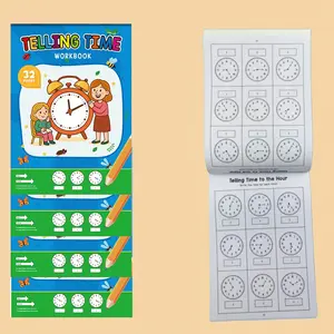 A children's learning time concept workbook, time awareness book, for homeschool and kindergarten activities, contains reading and math practice sheets, classroom instruction, Teaching supplies, back-to-school supplies, Christmas gift