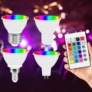15W GU10 RGB Adjustable LED Light Bulbs, Rgb Multicolored Light, 85-265V E26/E27 With IR Remote 16Color Changing MR16 Dimmable Spotlight Living Room Esport Bedroom Colorful Mood Lamp Festival Party Home Decorative Night