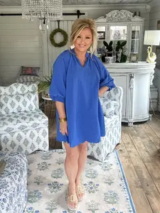 Ocean Textured Pocket Mini Dress