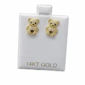 14KT Gold Bear Earrings with Butterfly Closure for Women