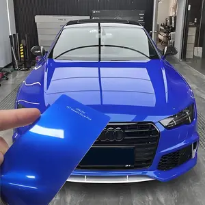 Metallic Sapphire Blue Vinyl Packaging Film, 1 Roll Metallic Gloss Finish Waterproof High Durability Stretchable Film, Self-adhesive Flexible Film for Car Styling