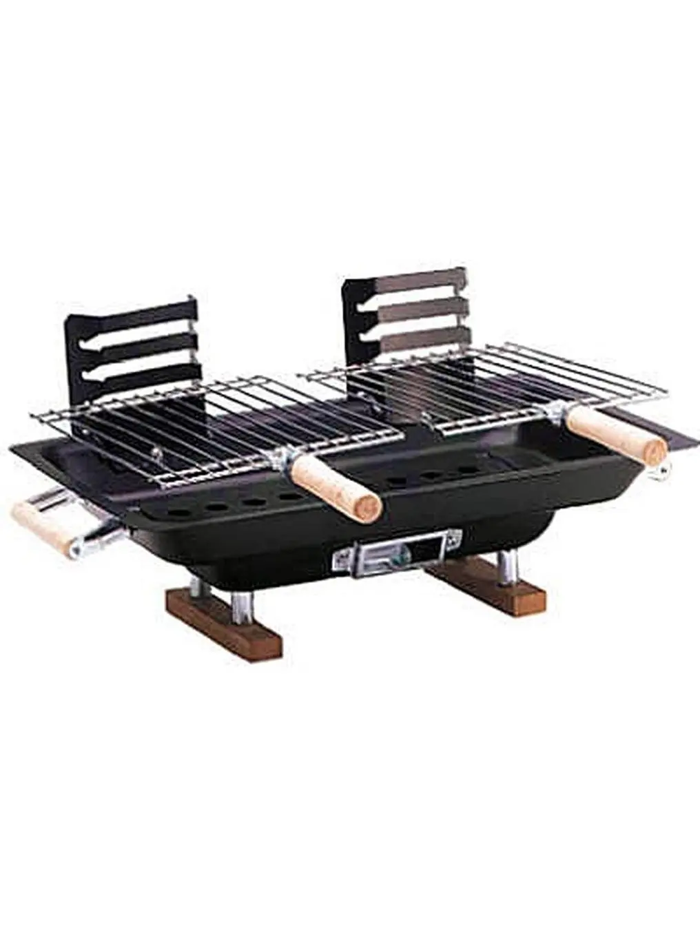 Steel Hibachi Grill (Model 30002) - 10x17 in. Steel Body, Freestanding Rectangular Single Unit for Outdoor BBQ