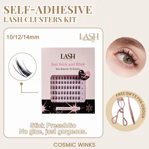 Lashterally Cosmic Winks Self-Adhesive Lash Clusters Kit Glueless Easy Apply Easy Removal Lightweight 110 Clusters 10mm/12mm/14mm Manga Style Beginner Friendly Makeup