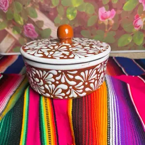 Tortillero estilo talavera color terracota/blanco Tortillero estilo talavera color terracota/blanco