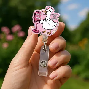 Funny Silly Goose Nurse Badge Reel - Born to Yap Forced to Chart RN ID Holder Gift, Yapper Goose RN Id Holder