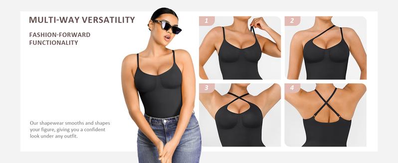 FeelinGirl Shapewear for Women Butt Lifter Bodysuit  Tummy Control Shapewear Seamless Womenswear Comfort Spaghetti Strap Hip Underwear Basic Minimalist TikTokShopBlackFriday