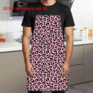 Unisex Leopard Print Apron, Durable Polyester Material, Ideal for Cooking, BBQ, Gardening, Painting, Manicure, Indoor & Outdoor Use