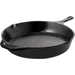 Saute Frying Pan 12 Inch, Cast Iron Chefs Pan, Pre Seasoned Cast iron Skillet, Safe Grill Cookware for Indoor & Outdoor Use, Black