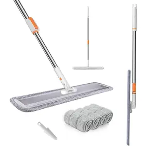 Microfiber Flat Mop 32 in Large Mops for Dust Dry Wet Mops on Floors with 4 Washable Pads Aluminium Telescopic Long Handle Tools