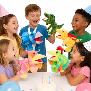 Plush T-Rex Dinosaur Hand Puppet with Movable Mouth, 11 Inches Soft Stuffed Animal Puppet Toy, Ideal for Kids Imaginative Pretend Play & Storytelling, Perfect Birthday Christmas Present for Boys Girls