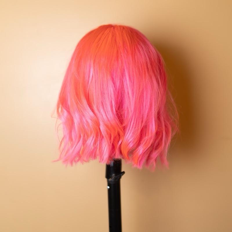 Hot Pink 100% Human Hair Wig - Soft Hair, Custom Color