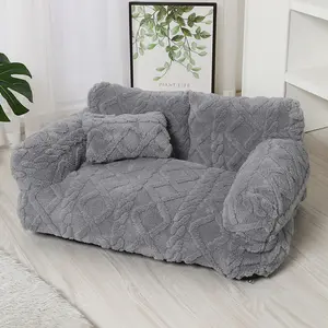 Luxury Velvet Cat Dog Sofa Bed, Detachable Cover Easy to Clean, Universal Pet Nest for Small Medium Dogs and Cats