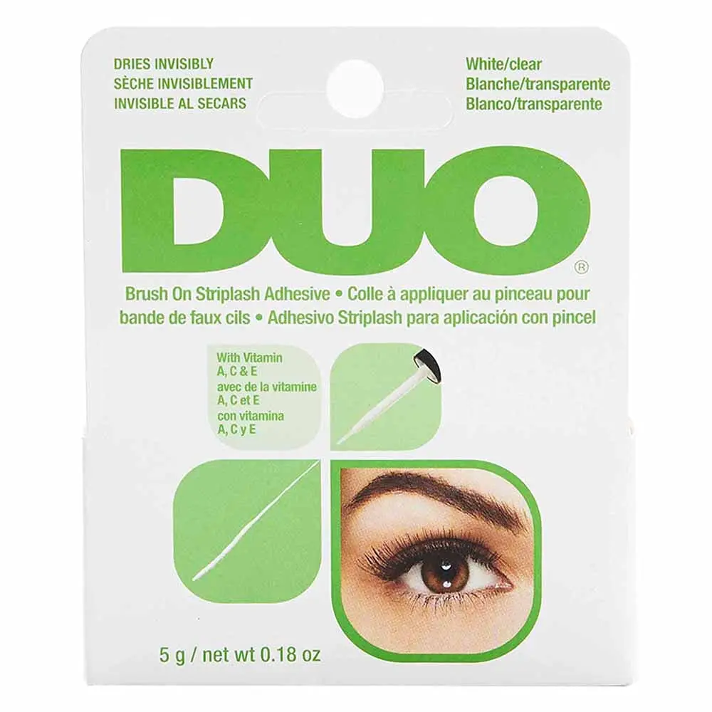 Duo Brush-On Strip Lash Adhesive Clear 0.18 oz with Vitamins A C & E for Natural Eyelash Extensions Invisible Drying Formula