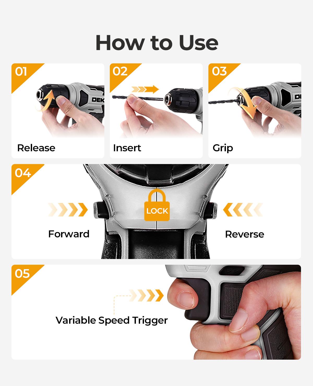 DEKO Home Mechanic Toolbox with 12V Power Cordless Drill Hand Repair Tools Sets Combo Kits Storage Organizer Drawer Case for Men