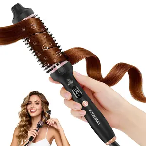 Thermal Brush, 1 1/2 inch Heated Round Brush with 3 Temperature Settings, Easy to Create Blowout Look, Pouch and Dual Voltage for Travel(Black) Smooth Traditional hair curler thermal brush blowout straightening brush,Beauty Gift