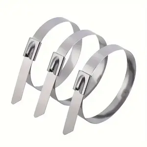 Metal Zip Ties 50/100Pcs 304 Stainless Steel Heavy Duty Rustproof Self-Locking For DIY Enthusiasts Farmers Installers Exhaust Wrap Chain Link Fencing Wire Fence Poultry Enclosure Fastening Tools-YY0