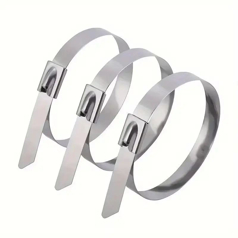 Metal Zip Ties 50/100Pcs 304 Stainless Steel Heavy Duty Rustproof Self-Locking For DIY Enthusiasts Farmers Installers Exhaust Wrap Chain Link Fencing Wire Fence Poultry Enclosure Fastening Tools-YY0