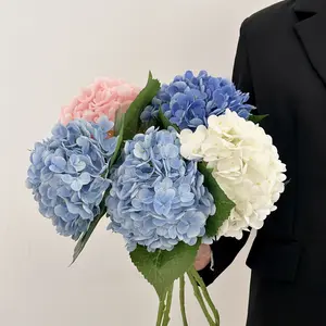 3D Moist Feeling Big Hydrangea Artificial Flower 176 Pieces Hotel Decorative Floral Wedding Decoration Fake Flower Film Hydrangea
