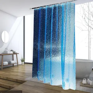 Blue Shower Curtain Liner, 100% Waterproof EVA 3D Shower Curtains with 3 Duty Heavy Bottom Magnets and 12 Rust Proof Grommets, 72X72 Weighted Shower Liner for Shower Stall, Bathtubs jssablo