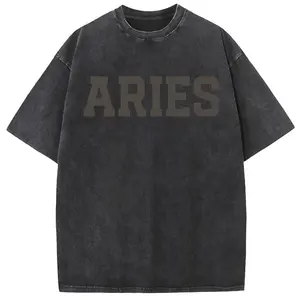 Unisex Aries Zodiac Sign Graphic T-Shirt Vintage Casual Black Astrology Horoscope Tee Retro Classic Letter Print Casual Short Sleeve Crew Neck Top For Aries Birthday & Star Sign Lovers