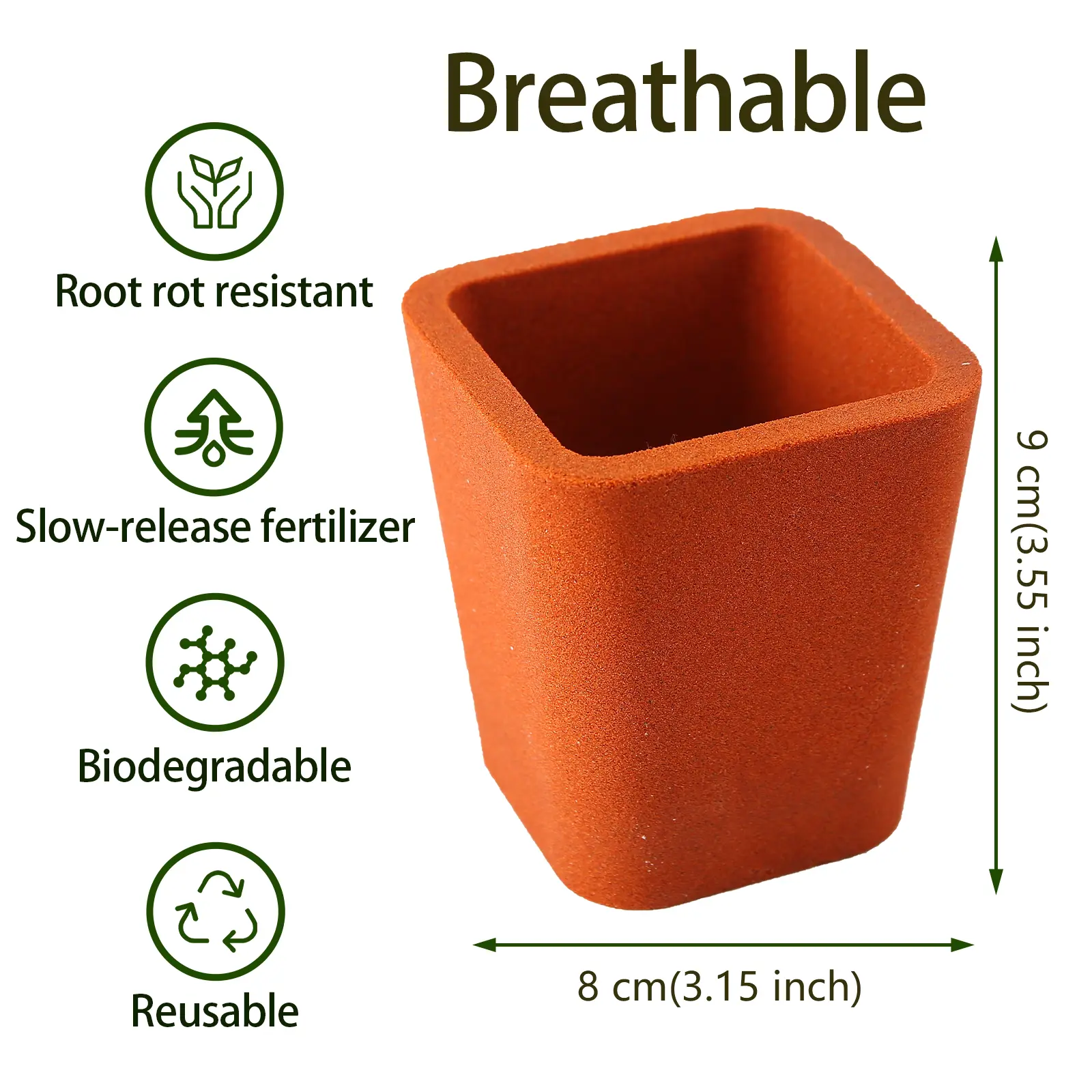 CeraCurve Breathtable planters 3.5 inch Plant Pots, 4 Flower Pots a pack, Outdoor Indoor, Planters with Drainage Holes, Root rot resistant