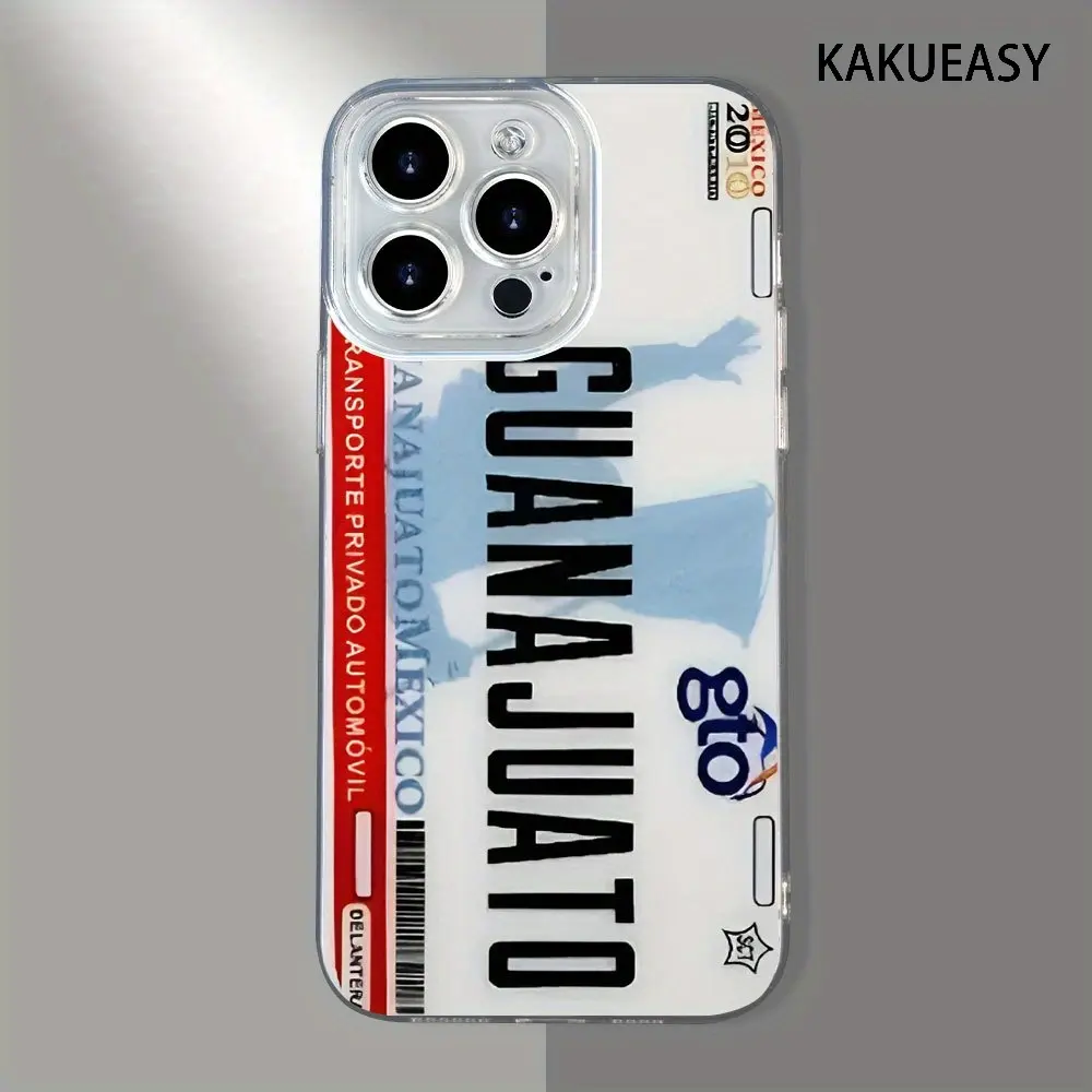 Mexican license plate pattern ultra-thin drop-proof transparent drop-proof TPU mobile phone case fashionable creative new soft case for Iphone16Promax, 16 15Pro 14PLUS 13 12Pro 11 Pro Max X XR XSMAX, Shockproof Cellphone, Accessories