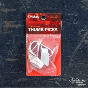 D'Addario NP8W-04 National Celluloid Thumb Picks, Large White - 4-Pack