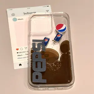 Blue coke Floating Liquid Phone Case – Anti-Fall Protective Cover – For iPhone 16 Pro Max, 15, 14, 13, 12, 11 Pro Max Plus