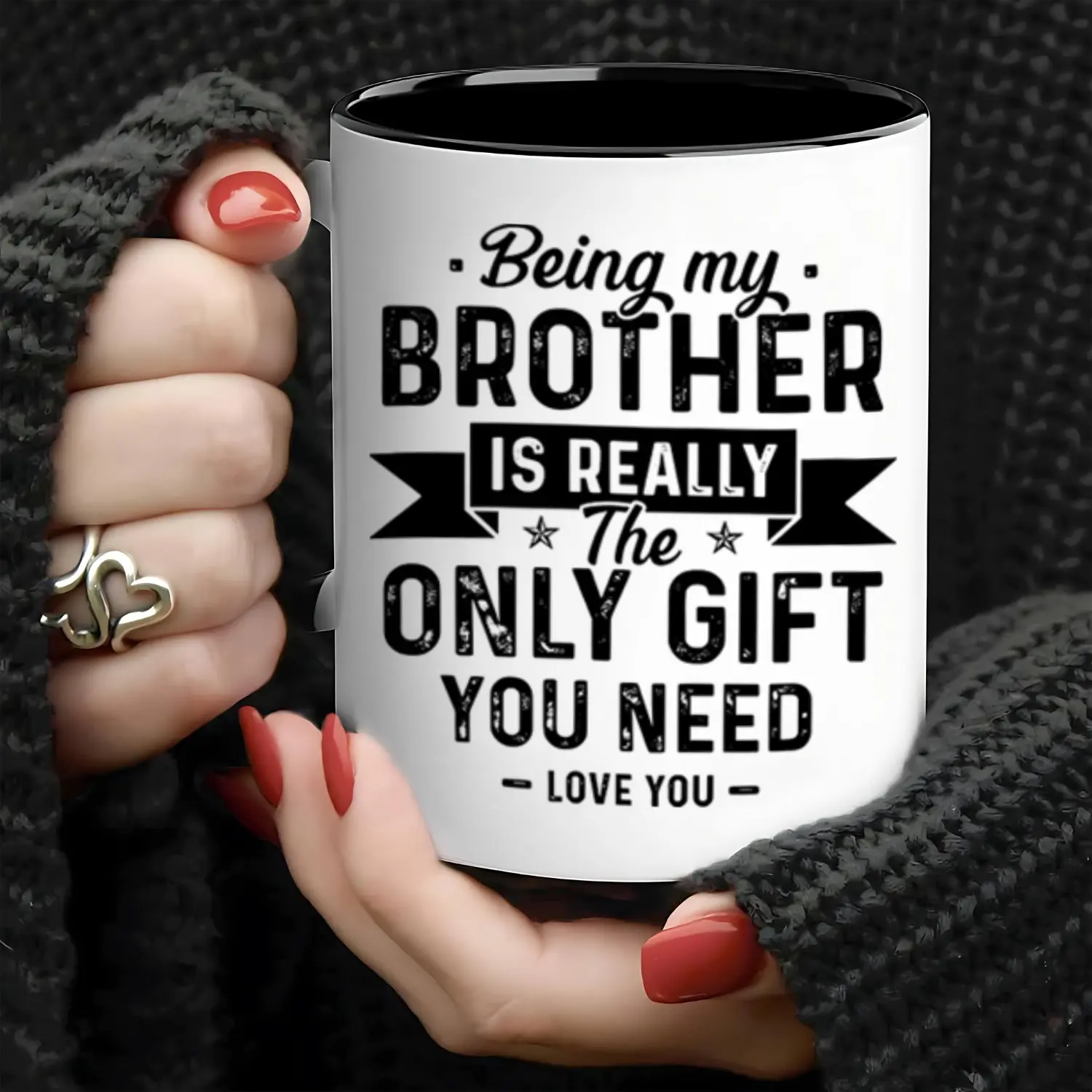 1pc 11oz Brother Coffee Mugs with Handle for Brother- Insulated Coffee Mug Gifts for Brother from Sisters, Brothers, Congratulation, Birthday Christmas Gift Ideas