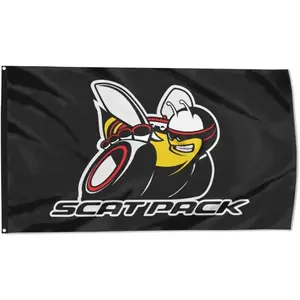 Scatpack Mopar Banner Flag Dodge Chrysler Auto Parts Racing Bee Pack Scat Perfect for Your Home Flagpole Tailgating Wall Banner Decoration Black Plastic Grommets Polyester Durability summerwins