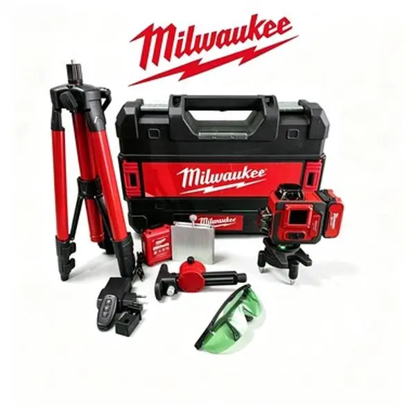 Milwaukee 3632-21 M12 Green 360-Degree 3-Plane Laser Level Kit with 4.0Ah REDLITHIUM Battery, Charger and Hard Carrying Case, 125Ft Self-Leveling IP54 Rated for Construction, Framing, Drywall, Flooring and Renovation