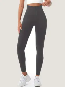 Women's High-Waisted Elastic Slim-Fit Pants, High Stretch Leggings, Plush Lined Thickening Design, Sporty Style Nine-Point for All Seasons