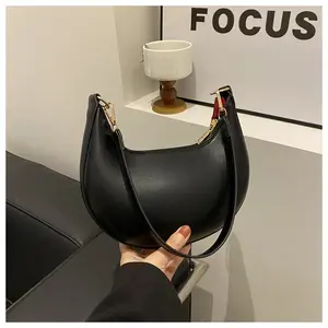 Women's PU Leather Hobo Bag Small Purse Zipper Top Handle Bag Crescent Shoulder Bag