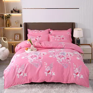 3-Piece Peach Floral Print Bedding Set, 100% Polyester, Breathable and Super Soft, Includes 1 Duvet Cover and 2 Pillowcases, All Seasons