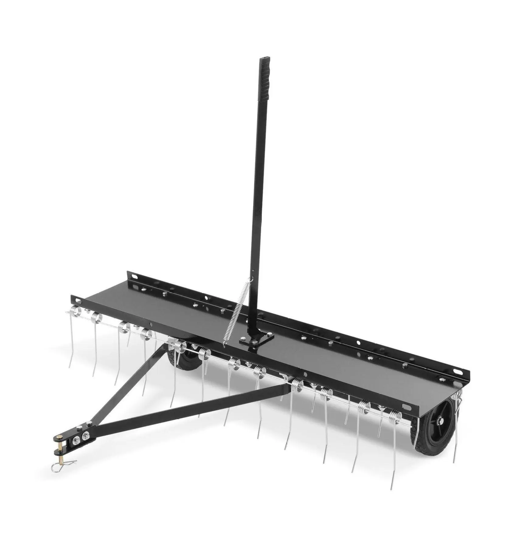 Tow Dethatcher, 47-inch Lawn Dethatcher with 24 Steel Tines, ATV/Mower Tow-Behind Rake, Garden Grass Dethatching Tool with Lift Handle 48"