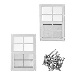 Aluminum Sliding Storage Window – Tempered Glass & Fiberglass Screen – Flush Mount, Weather Resistant, Easy Install – For Storages, Chicken Coops, Garages – Fits 14"x21"
