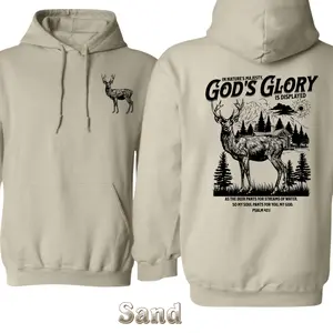 God’s Glory Deer Hoodie – Majestic Buck And Mountain Scene With Psalm 42:1 Bible Verse , Christian Faith Inspired Design , Perfect For Outdoor Adventures And Worship Wear , Classic Gildan Pullover Hoodie , Comfortable Daily Outfit Menswear Casual Tops