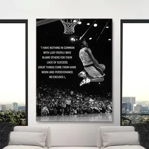 Kobe Bryant Poster Motivational Quote Wall Art For Office Decor Basketball Legend Slam Dunk Black White  Success Mindset Print