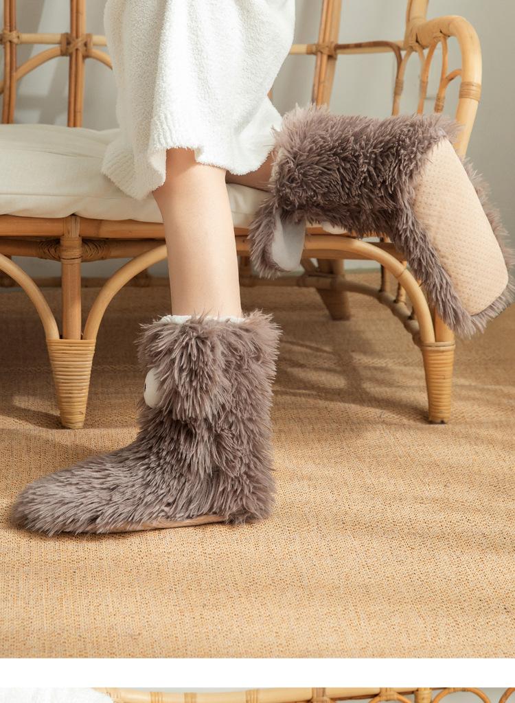 Women's Plush Slippers Socks Floor Socks Winter Home Indoor Thickened Fleece-Lined Anti-Slip Adult Women's Plush Snow Socks Shoe Covers