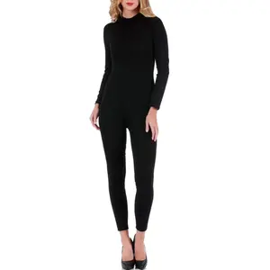 INSTANT FIGURE Mock Neck Pant Jumpsuit 16919P – Full-Length Long Sleeve Women’s Jumpsuit with Stretch Modal Fabric, Sleek Fitted Design for Yoga, Casual & Layered Outfits, Hidden Back Zipper, Made in USA