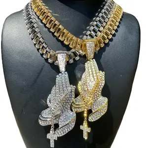 Large Zirconia Hip Hop Pendant For DIY Couple Rhinestone Design Cuban Chain Necklace for Men Women Fashion Jewelry for Party, Daily, Trendy Jewelry for Birthday Gift