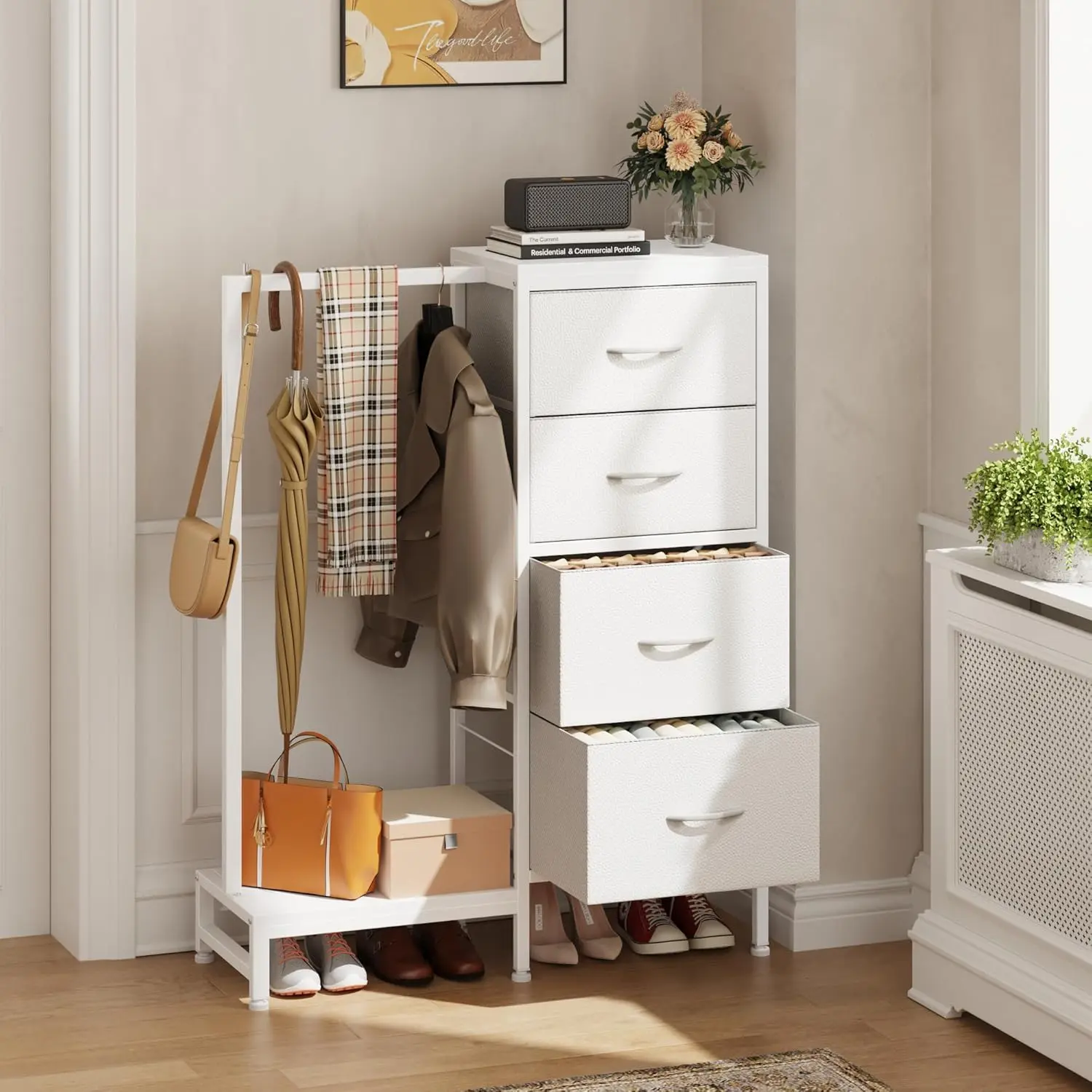 hanging dresser Snhomee 49.2"W Dresser with Hanging Rack & LED Lights