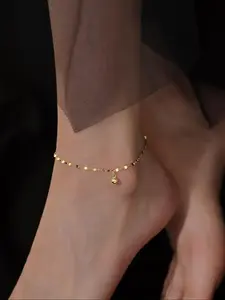 Sparkling metal chain style ankle bracelet, simple geometric bead pendant, ankle accessory suitable for sexy party wear, Elegant Fashion Accessories