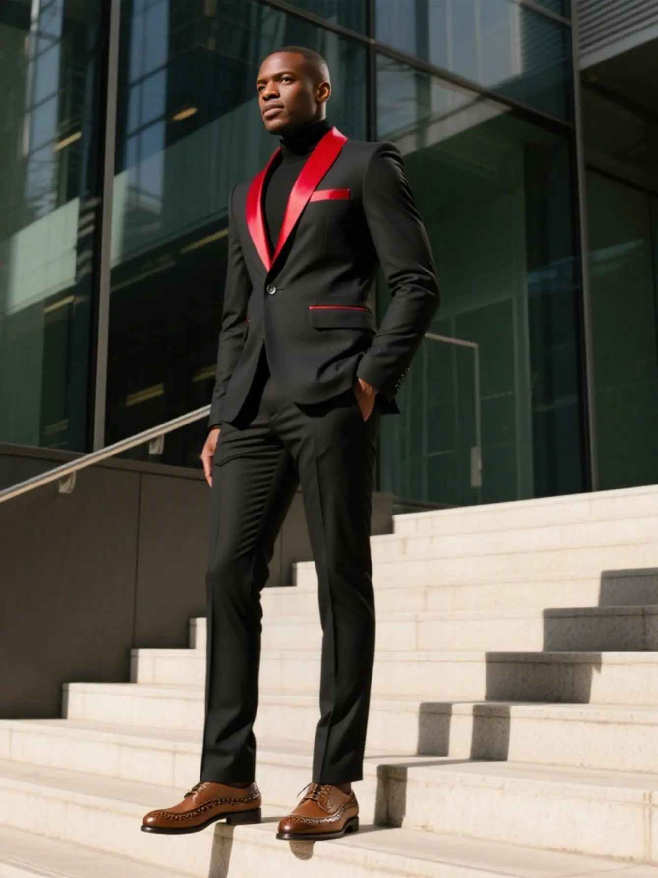 Men's 3-Piece Suit Set - Black Shawl Lapel Blazer Jacket with Pocket, Vest, Black Pants, Slim Fit 1-Button Menswear for Weddings, Formal Occasions