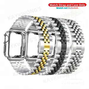KAYKWONG'S Stainless Steel Watch Band with TPU Case, Solid Color Watch Band for Apple Watch Series 11/10/9/8/7/SE2/SE/6/5/4/3/2/1, Smart Watch Accessories for 38mm/40mm/41mm/44mm/45mm/46mm/49mm, Wearable