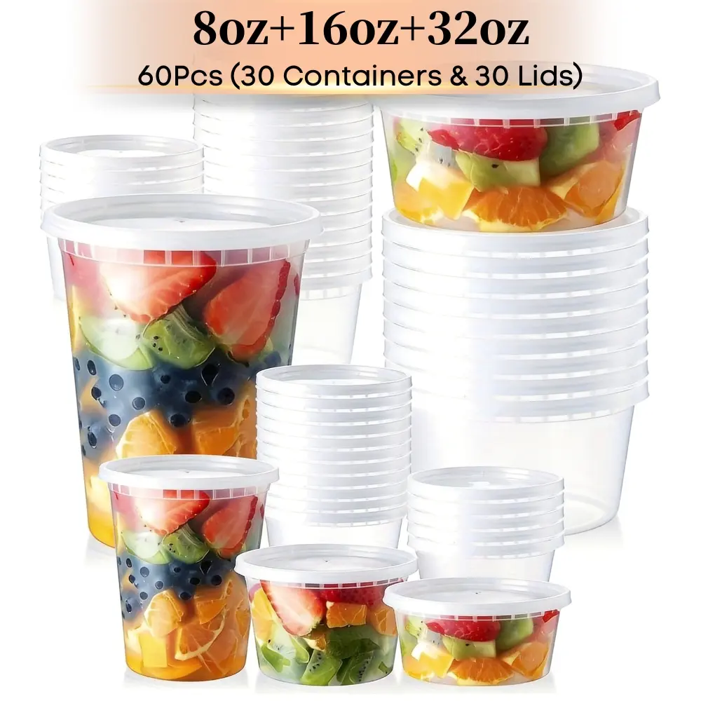 60/120pcs Deli Containers with Lids