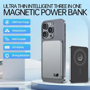 10000mAh/5000mAh Magnetic Wireless Charger Power Bank for iPhone 16/15/14/13/12, Compact, Fast Charging, Portable, Digital Display Chargeable